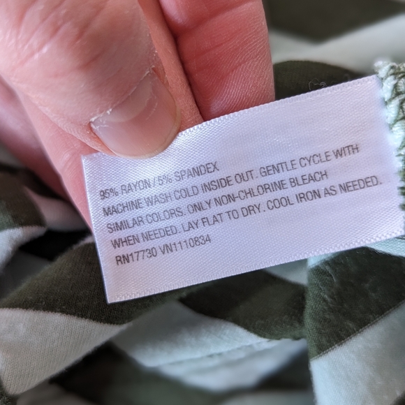 Merona Green Stripe Short Sleeve Maxi Dress Belt Stretch Women's Size Small - Picture 8 of 8